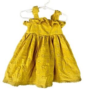 Cynthia Rowley Girls Yellow Eyelet 100 % Cotton Summer Dress -Size 24 months